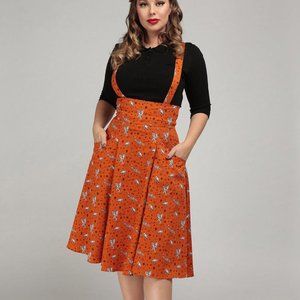 NWT Collectif Alexa Hoot Hoot Owl Vintage Retro Pinup 1950s Orang Swing Skirt